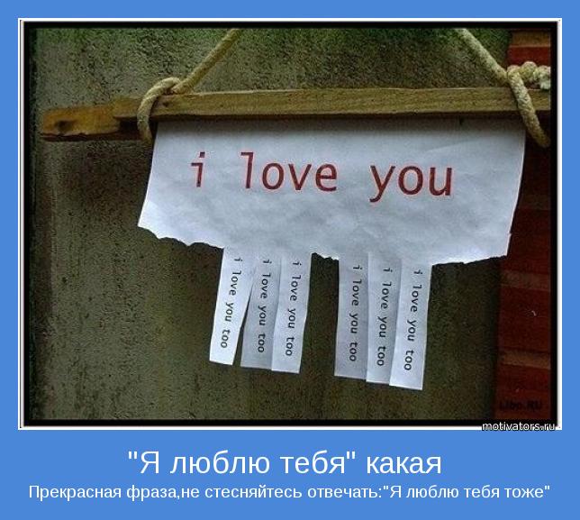 Прекрасная фраза,не стесняйтесь отвечать:"Я люблю тебя тоже"